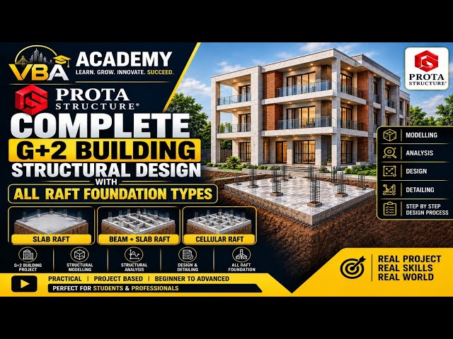 PROTA STRUCTURE G+2 BUILDING STRUCTURAL DESIGN WITH ALL RAFT FOUNDATION — EP. 01: INTRODUCTION, GA
