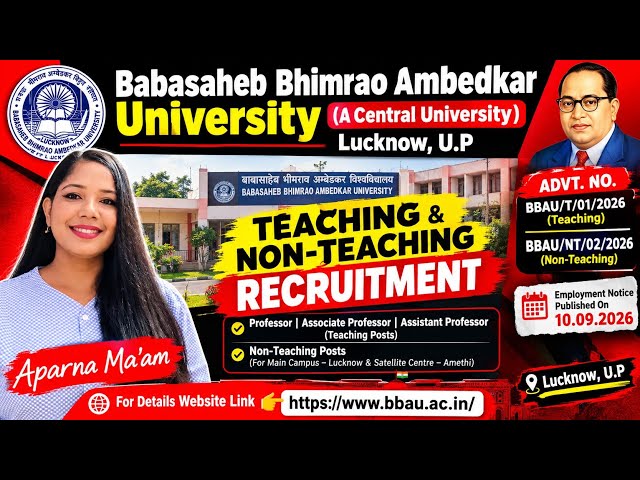 Babasaheb Bhimrao Ambedkar University Recruitment 2026 | Teaching & Non-Teaching Jobs