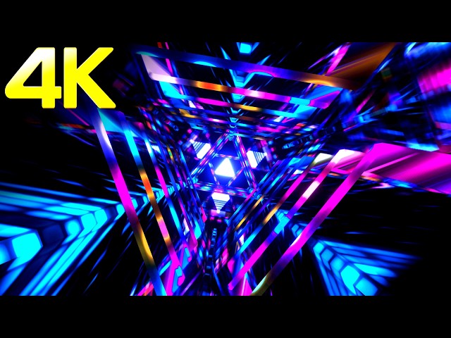 Futuristic Abstract Neon Triangle Tunnel 4K Screensaver | 10 Hours of Hypnotic Visuals - Donivisuals