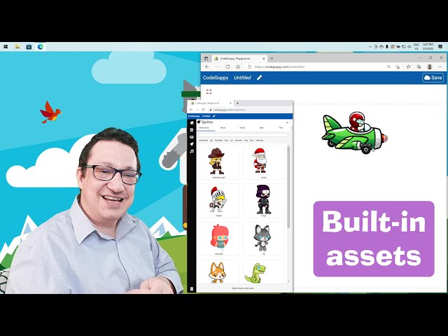 JavaScript tutorial 5/24: Exploring built-in assets | Greeting card with code | Coding for beginners