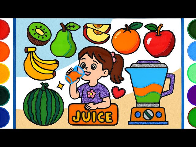 Fruit juice, Jelly Painting for Kids, Children | Blender Drawing, Coloring | Learn colors
