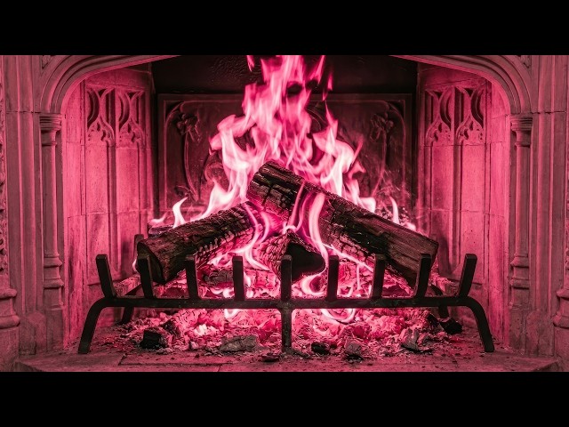 COZY PINK FIREPLACE 4K 💖 ROSE FLAMES (NO MUSIC) Crackling Fire Sounds for Deep Sleep & Relaxation