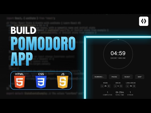 Build a Pomodoro App | HTML CSS JavaScript Project for Beginners, Resume & Portfolio