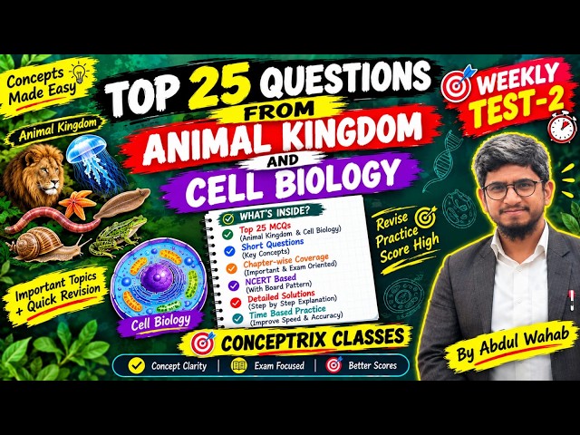 Test 2 | Cell | Animal Kingdom | Zoology | Botany | TGT | PGT | Most Important Questions | Biology