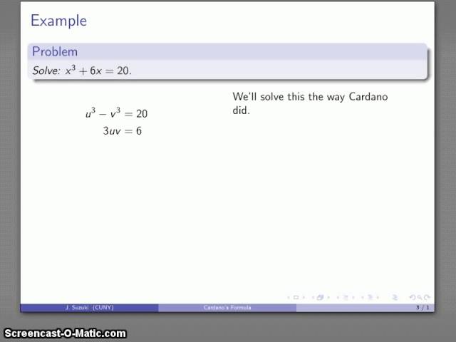 Solving Cubic Equations using Cardano's Rule