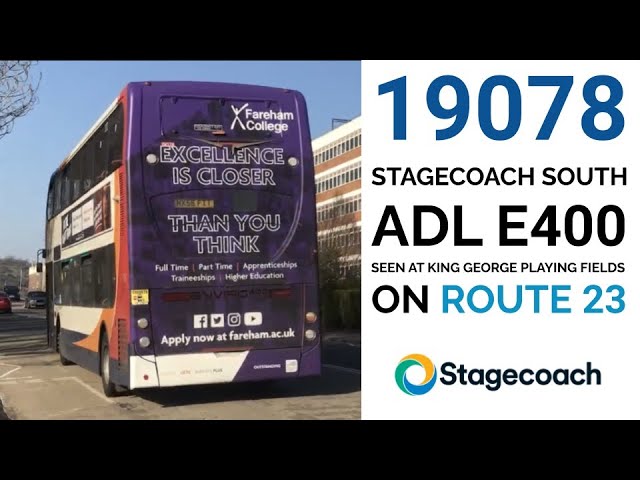 19078 Stagecoach south ADL Enviro 400 trident departs Kng George playing fields