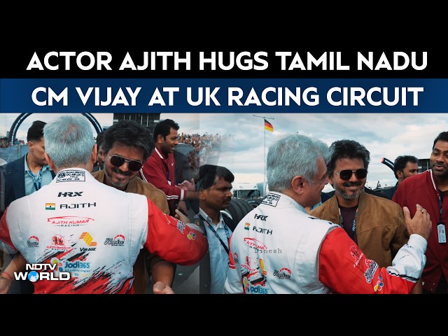 Vijay London Visit | Actor Ajith Hugs Tamil Nadu CM Vijay At UK Racing Circuit