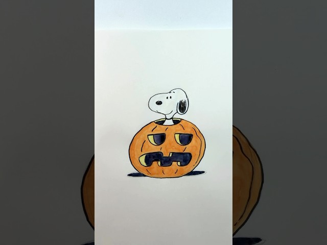Let’s draw Halloween Snoopy in 8 ovals 🎃 #drawingtutorial #howtodraw #snoopy