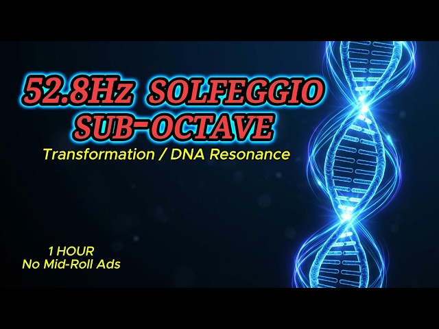 🧬 52.8Hz Solfeggio Sub-Octave • Transformation & DNA Resonance | 1 Hour Pure Tone #52hz #dna #relax