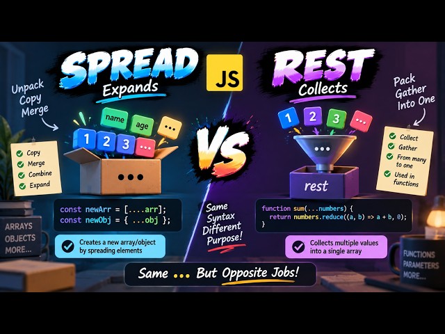 🔥 Spread vs Rest Operator in JavaScript | ... Explained Simply