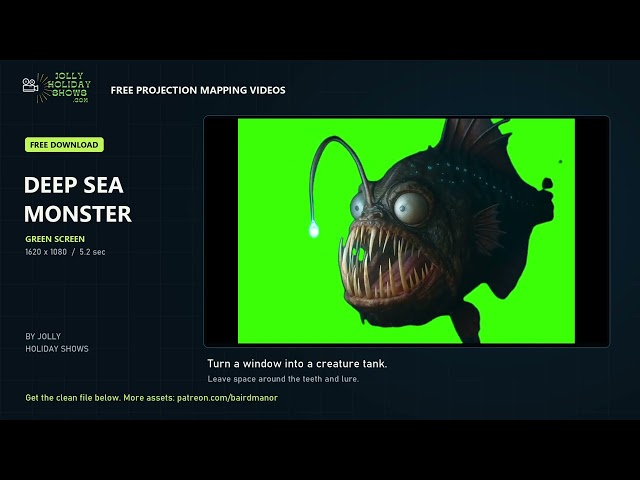 Anglerfish Monster Green Screen | Free Projection Mapping Asset