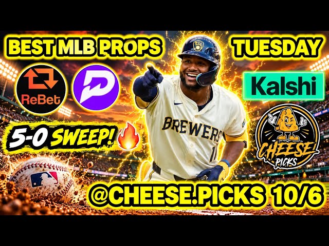 5-0 SWEEP! BEST MLB PROPS TUESDAY 10/6 - LETS EAT!