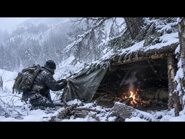 4 Days Trapped in a Deadly SNOWSTORM | Building a Bushcraft Shelter