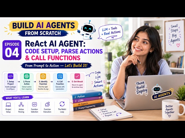 ReAct AI Agent: Code Setup, Parse Actions & Call Functions | Build AI Agents from Scratch–Episode 4