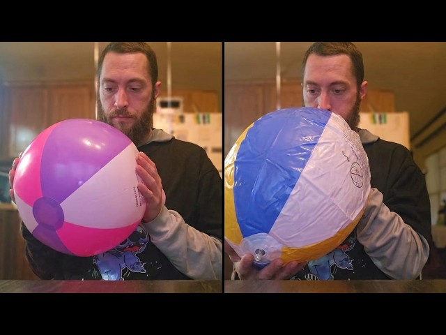 (ASMR) Blowing up 2 Beach Balls Intex and Bestway