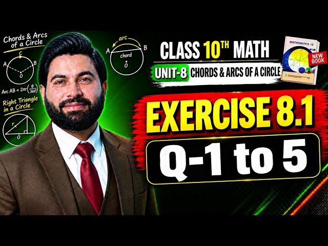 Class 10th Math New Book Ch 8 Exercise 8.1 Q-1 to 5-10 Class Maths E.X 8.1 Chords & Arcs of Circle 