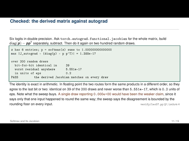 Machine Learning for Mathematicians | Lecture 7: Softmax and Its Jacobian