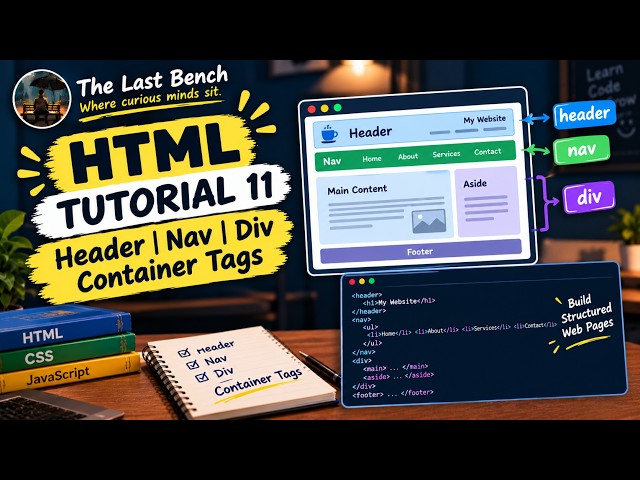 HTML Container Tags Tutorial | Header, Footer, Nav & Main Tags| HTML Tutorial #11