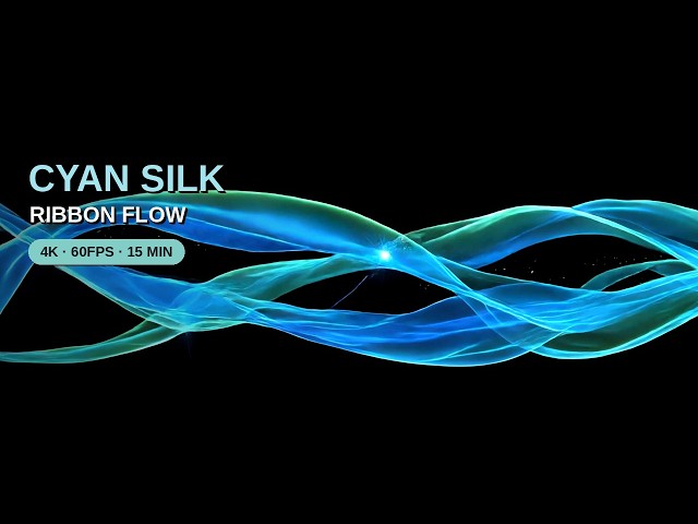 Cyan Silk Ribbon Flow Screensaver | 4K 60FPS Silent No Sound Wallpaper 15 Min