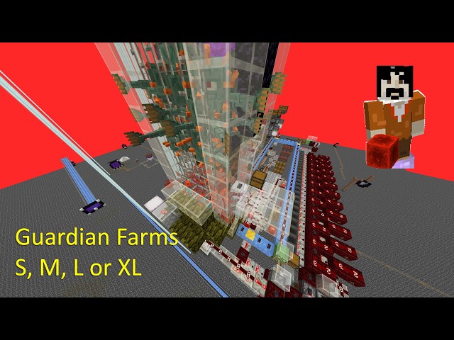 Fast Guardian Farms from S to XL, up to 1.8mil drops/h, Minecraft Java SMP 1.21-26.x