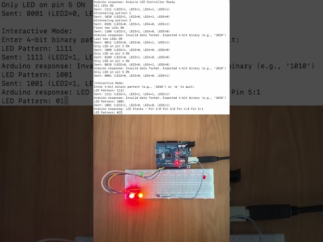 💡 Python x Arduino: Control 4 LEDs via USB Serial!