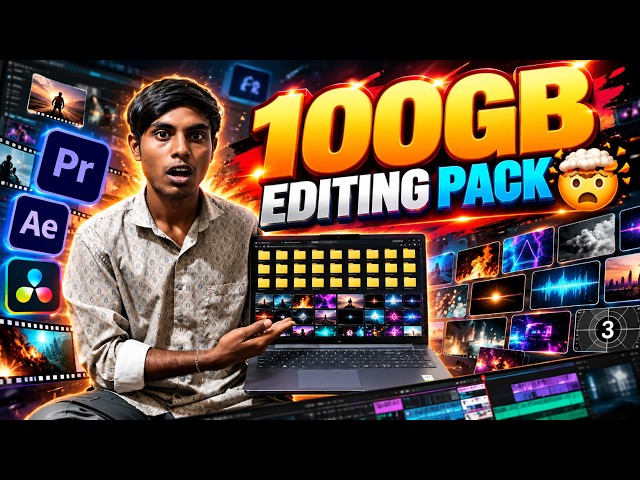 100GB Editing Pack FREE 🔥 | 100GB+ Editing Assets, Overlays & Motion Graphics 🤯