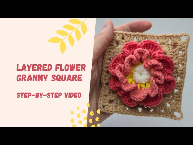 Learn how to crochet this beautiful 3D Layered Flower Granny Square from beginning to end.