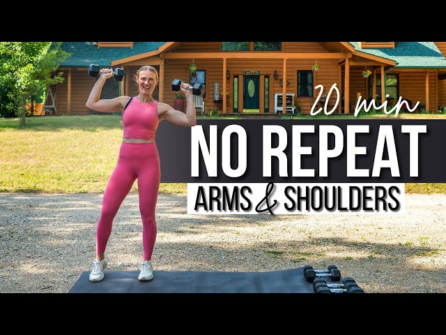 20 min NO REPEAT Arms and Shoulders Strength Training with Dumbbells Plus BURNOUT