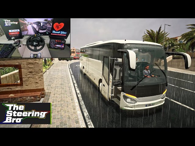 Tourist Bus Simulator - Heavy Rain Realistic Gameplay | Thrustmaster TX Steering Wheel Gameplay