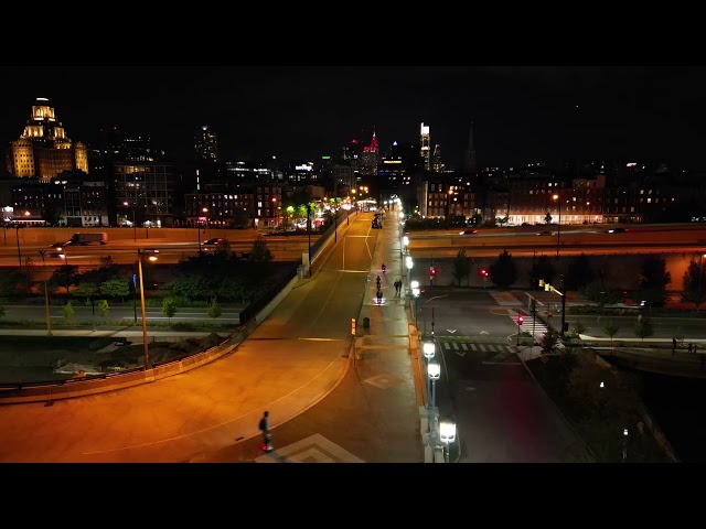 Peaceful Night Flight Over Philadelphia Skyline | 4K 60fps Aerial Tour of Philly by Drone