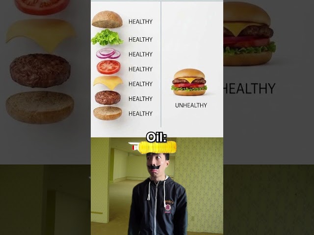 Those healthy foods mix together and change into unhealthy food but how about the oil #shorts