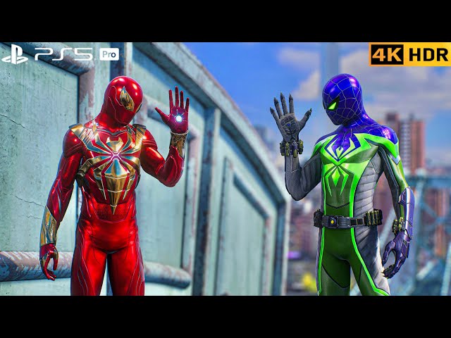 (PS5 PRO) Iron-Spider Armor joins Prowler to Fight Kraven Hunters | 4K HDR |