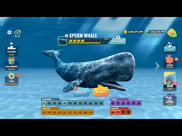 Hungry Shark Evolution 🧬 Giant SPERM WHALE 🐳 NEW SKIN update coming soon 🔜 ALL 36 SHARKS UNLOCKED 🔓