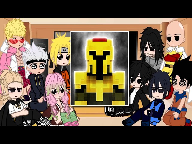 Anime characters React To AJTHEBOLD || Gacha reacts to Minecraft + HamoodeG & INCENDIUS | SCARY MOBS