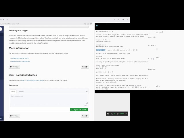 Learning Game Dev -- Part 2 | Docs Example, Vector Math, Scripting Languages