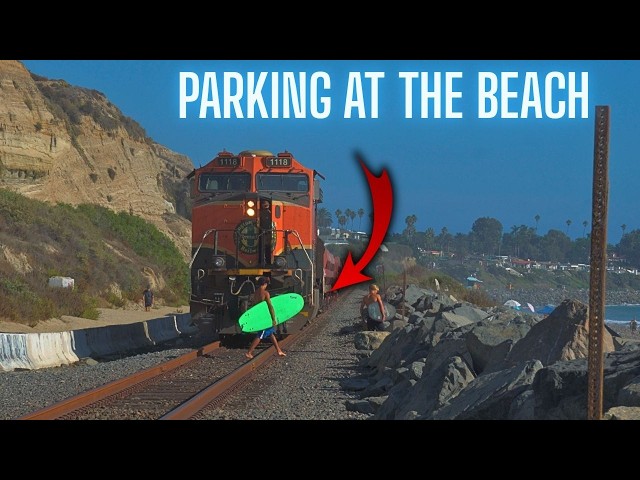 RAILROAD AT THE BEACH WASHING AWAY? - TRACKS CLOSED & TRAIN PARKS AT THE BEACH
