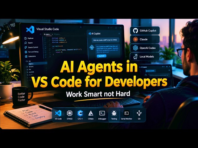 AI Agents in VS Code | Code, Build, Test & Debug with AI | AI Agents + VS Code + STM32