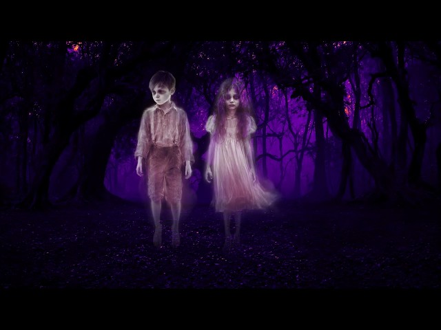 Lost Souls in the Woods Purple Ghosts 4K Halloween Background Loop