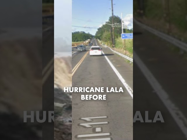Before and After: Hurricane Lala Washes Out Hawaii Roadway