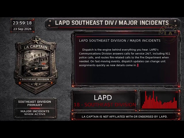 Southeast Division - *Live* LAPD Police Scanner - LA Captain - 23-Sep-2026 - S5