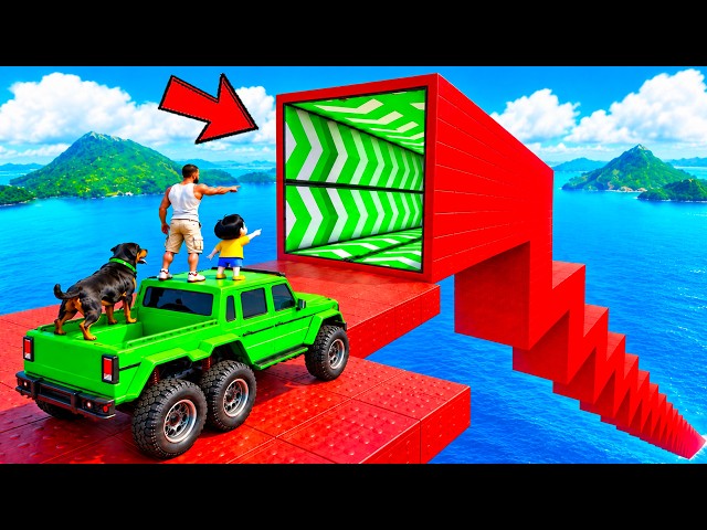 YIPPICHAN AND FRANKLIN TRIED IMPOSSIBLE MASSIVE SPEED BOOSTER TUNNEL STAIR PARKOUR CHALLENGE GTA 5