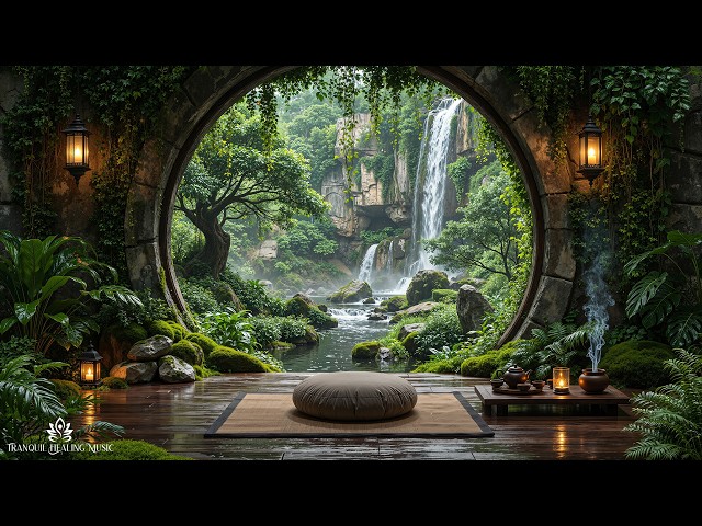 Hidden Zen Waterfall | Calming Ambient Sounds For Relaxation & Deep Healing | Meditation Music