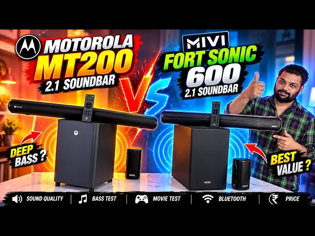 MOTOROLA AmphisoundX 200 W MT 200 VS Mivi Fort Sonic 600W 8 Inch Subwoofer | Flipkart BBD 2026
