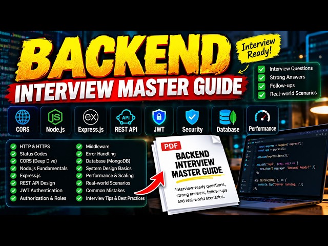 Master Backend Interview Guide 🔥 Node.js, Express, CORS, JWT & REST API — complete prep!
