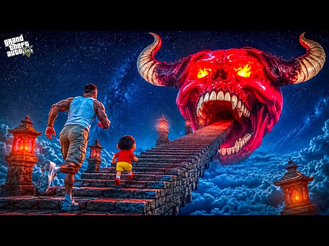 GTA V : Franklin & Shinchan Found a SECRET Stairway to the Hell! In GTA 5 Telugu