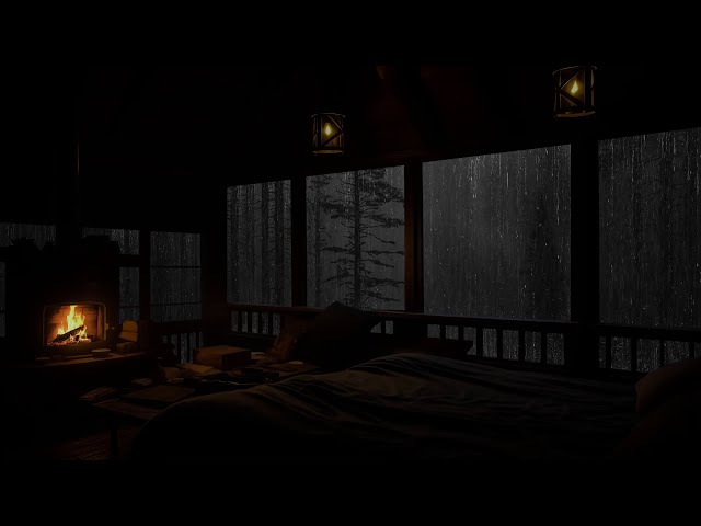 🌧️ Rainy Forest Atmosphere and Fireplace 🔥 Deep Relaxation in Your Secluded Cabin