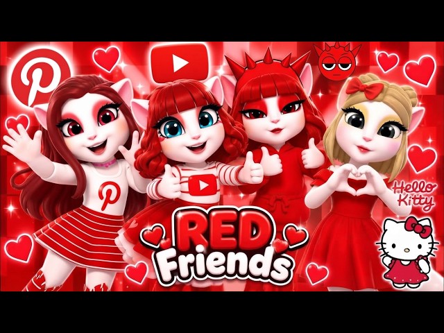 Red  Angela’s Red Team |❤️ YouTube, Pinterest & Hello Kitty | My Talking Angela 2