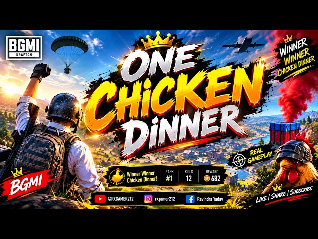 बिल्कुल भाई ❤️ ये BGMI Chicken Dinner Reel के लिए description डाल दो:🔥 ONE CHICKEN DINNER 🏆