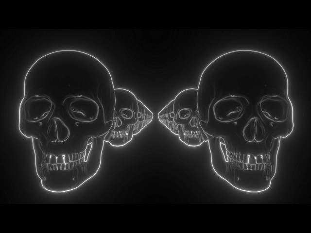 Parade of Skulls White Glowing Background Loop Halloween 4K (No Sound)