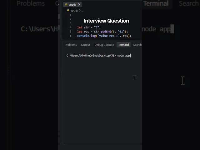 JavaScript padEnd() Method Explained | String Padding with "01" | JavaScript Tutorial | Part-588